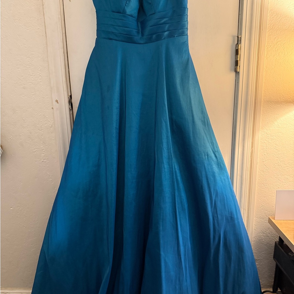 Mac Duggal Strapless Teal Gown